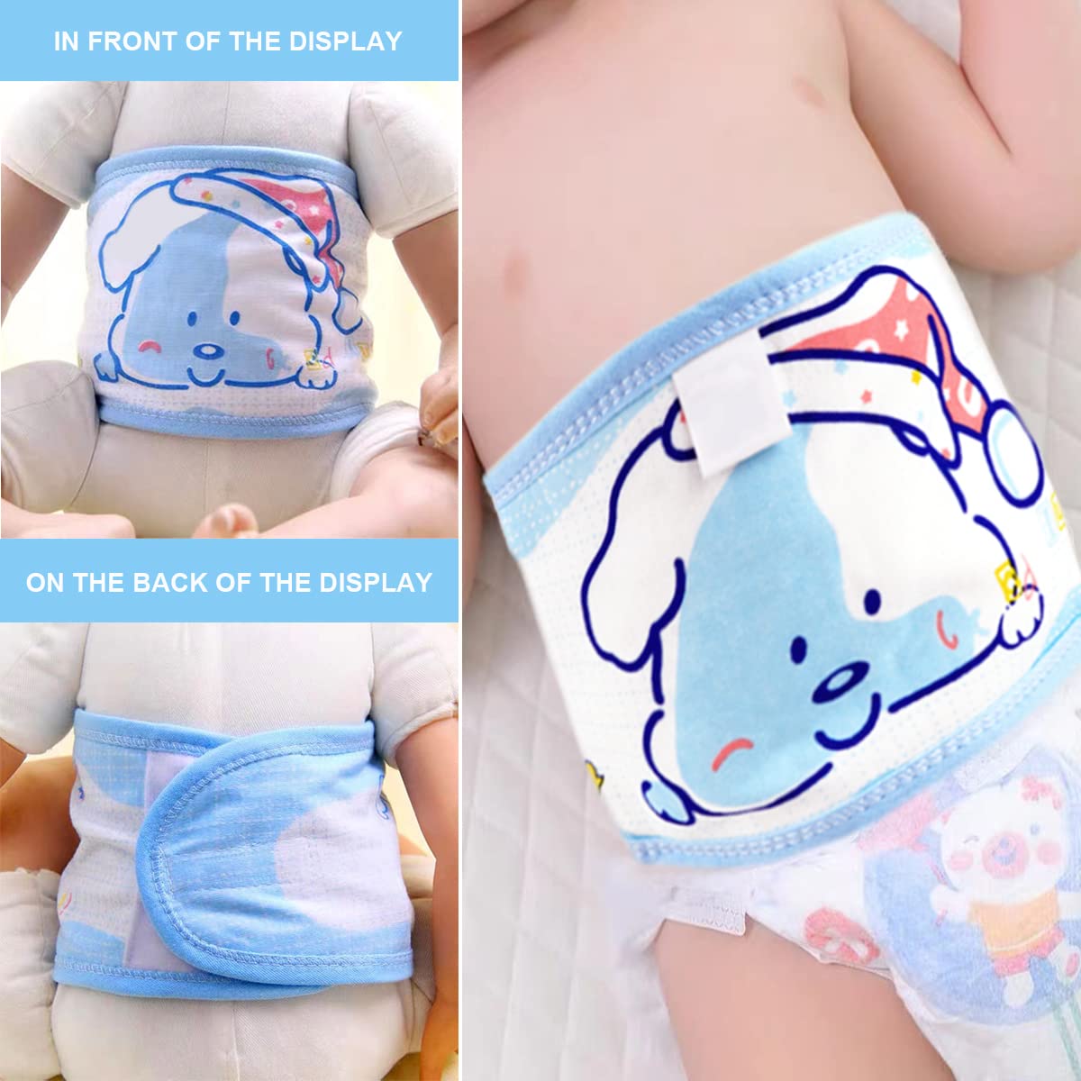 DOERDO 4Pcs Baby Infant Umbilical Cord Cotton Belly Band Adjustable Newborn Navel Belt (Green Pink Blue Yellow) - Image 5